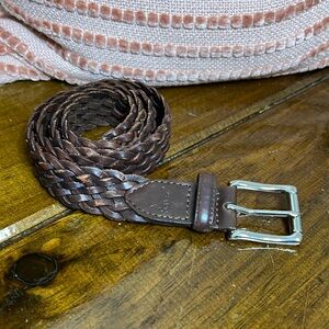 Chaps Leather Brown Braided Belt- 36 Waist